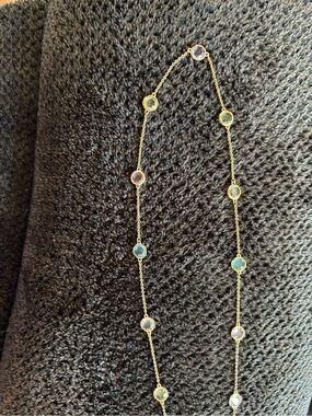 kate spade Gold Chain Necklace with Blue, Purple and Pale Green Stones